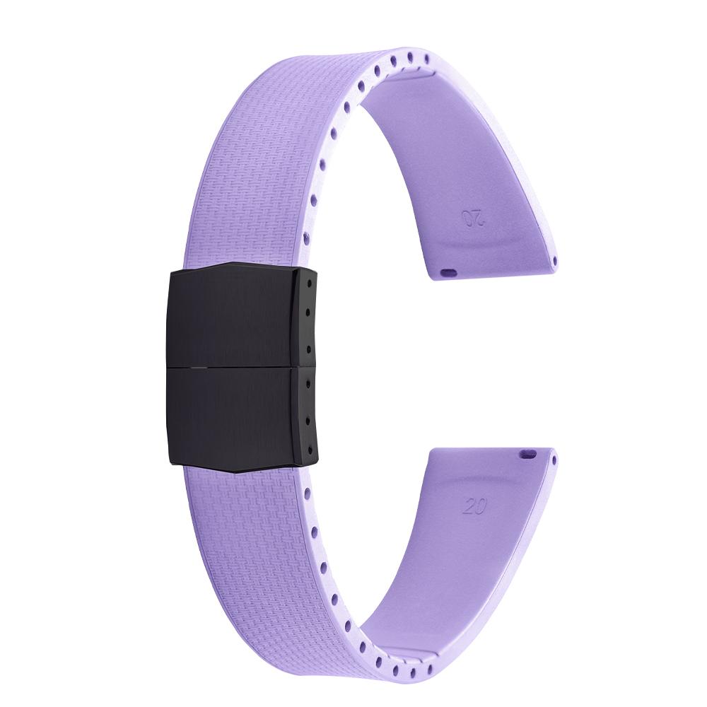 20mm Delugs CTS FKM Gummi Uhrenarmbänder mit 4 Farben Schmetterlingsschließe Einzigartige Textur Schnellverschluss Uhrenarmband für Markenuhr