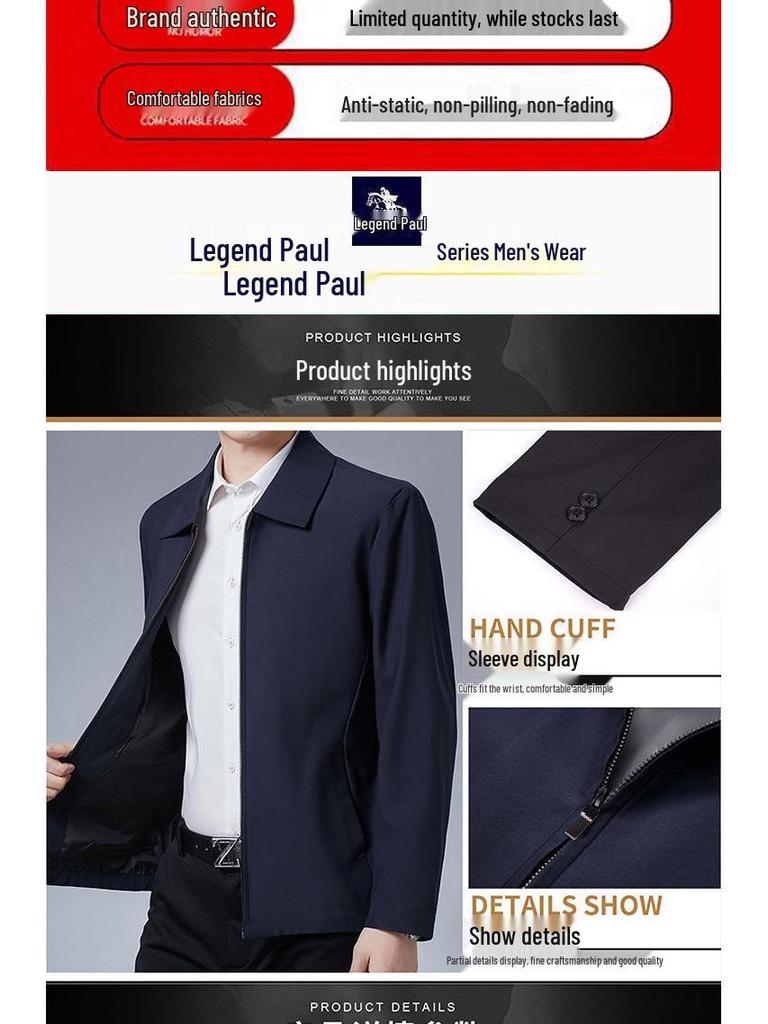 2021 Men's Spring & Autumn Casual Lapel Jacket for Middle-aged and Elderly