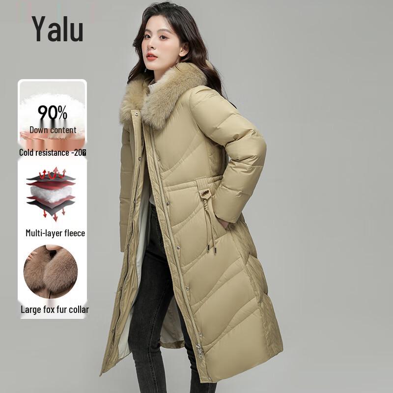 Yalu Women's 90% Down Fox Fur Collar Long Winter Coat