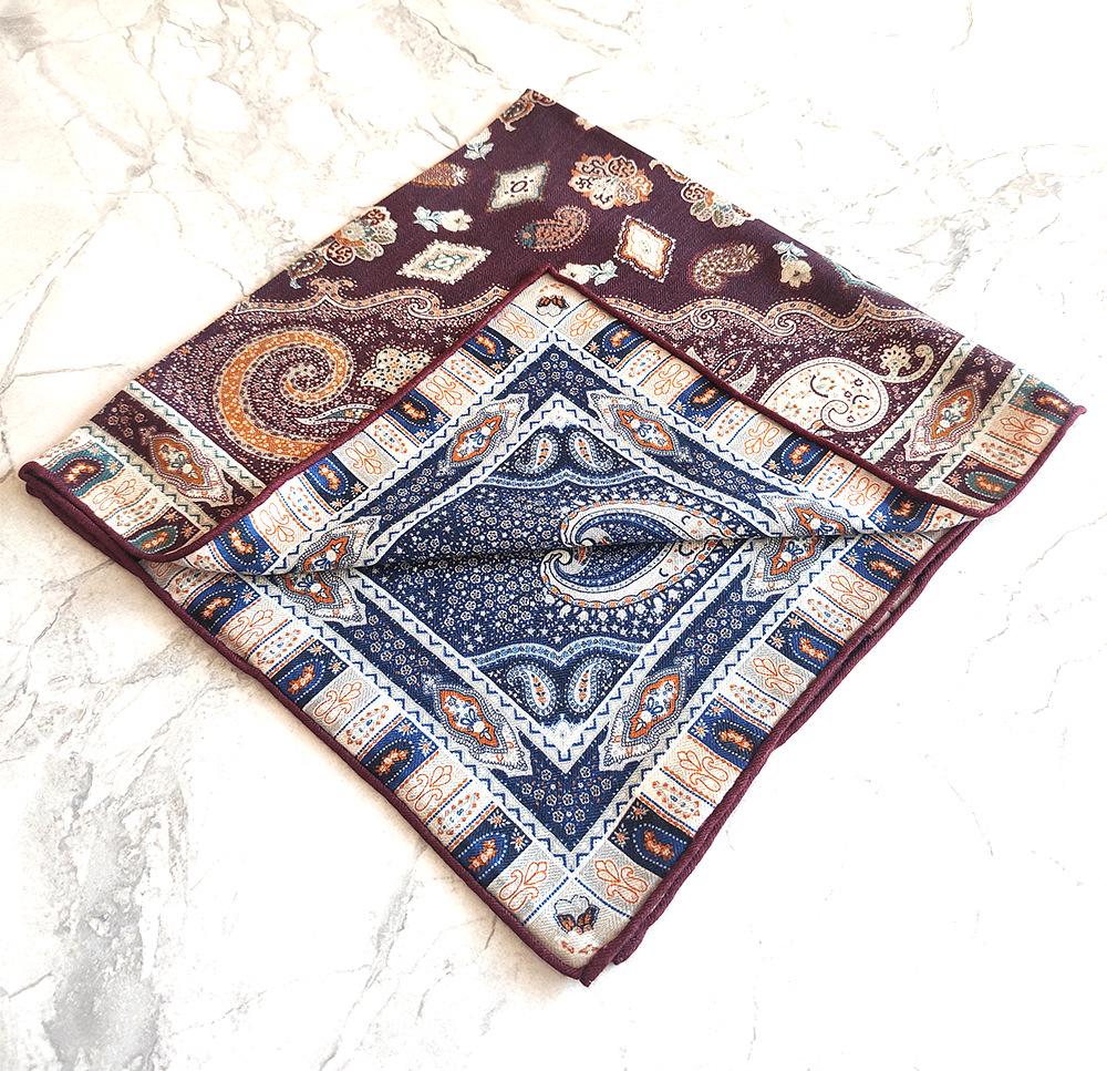 Burgundy Silk Wool Double-Sided Medium Scarf - Autumn/Winter Warm Shawl