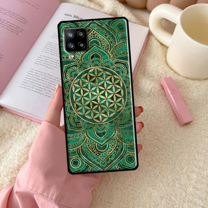 Květ života v lotosu pastelové zlaté pouzdro pro Samsung Galaxy A51 A71 A50 A70 A33 A53 A73 A12 A22 A32 A52 A72 A21S A52S kryt