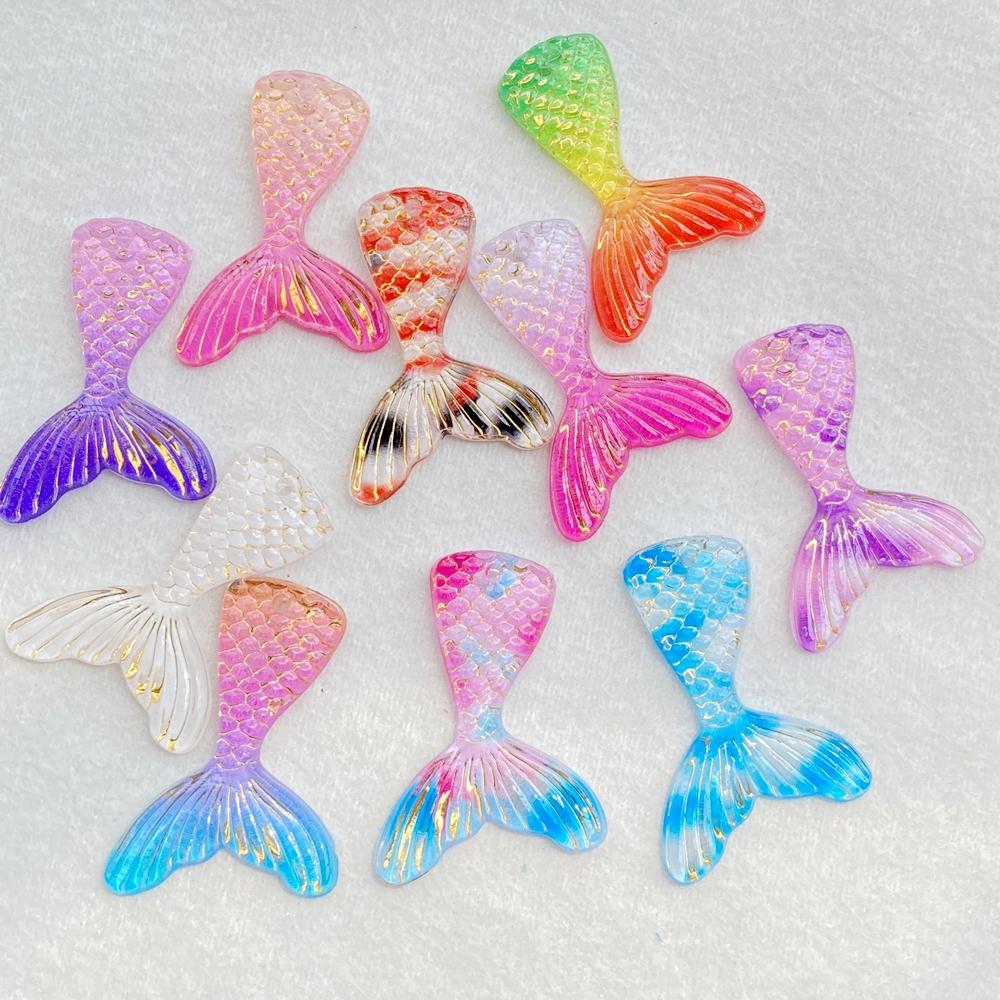 10 Stück Gemischte Glänzende Farbige Meerjungfrauenflosse Mit einem Loch für Scrapbooking, Hochzeitsdekoration & DIY Schmuckherstellung Zubehör