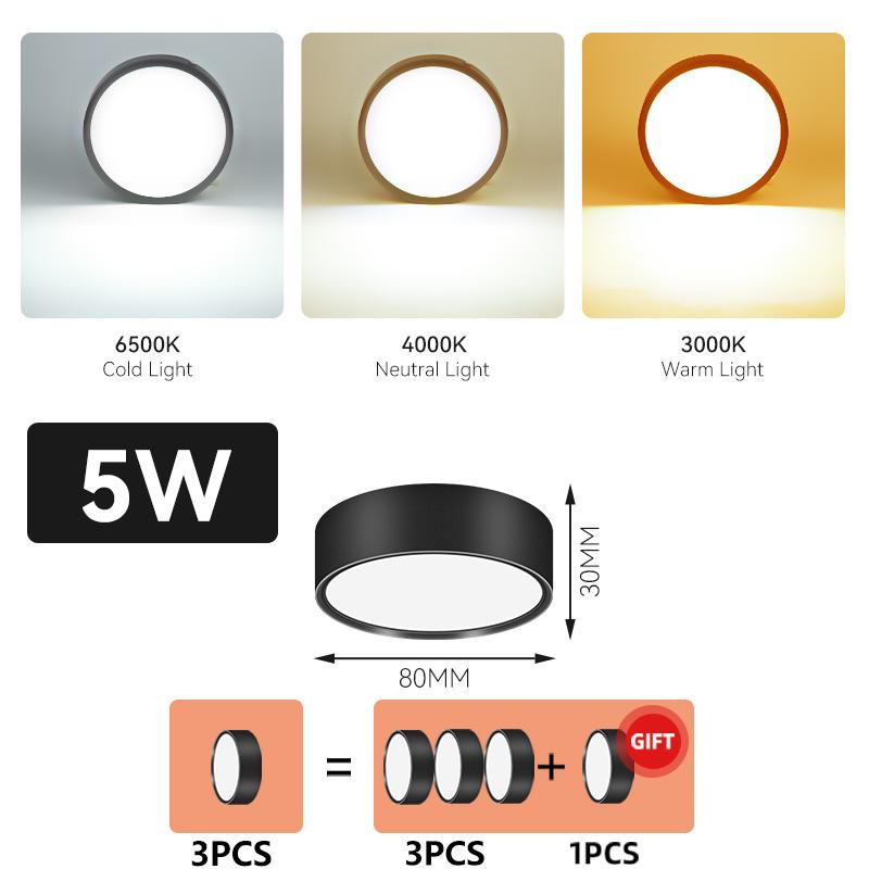 

Поверхностный потолочный светильник, светодиодные современные потолочные светильники 5 Вт, 4 шт., потолочный светильник, потолочный светильник для внутреннего освещения комнаты 5W White light чёрный