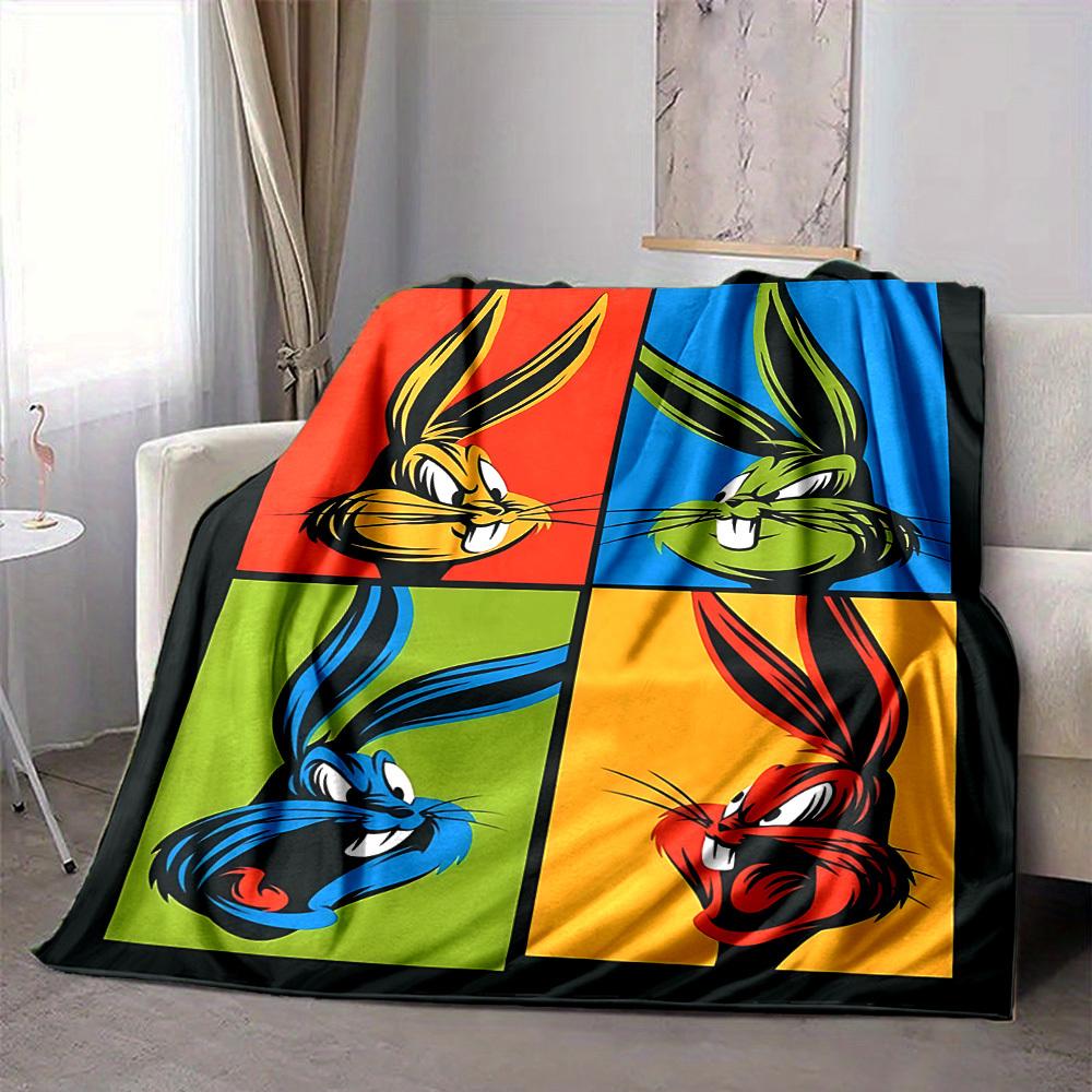 1pc Bugs Bunny Pop Art Flannel Throw Blanket Lightweight Soft Warm All Season Blanket for Sofa, Bed, Travel,L1028155