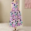 Vestido largo informal holgado de verano sin mangas de algodón de talla grande con estampado floral vintage para mujer