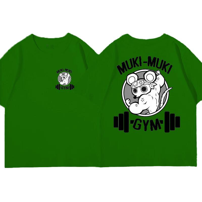 Anime Demon Slayer Uzui Tengen Print T-shirts Unisex Funny Ninja Mice Muki Muki Gym T Shirt Muscular Mouse Oversized T-shirt