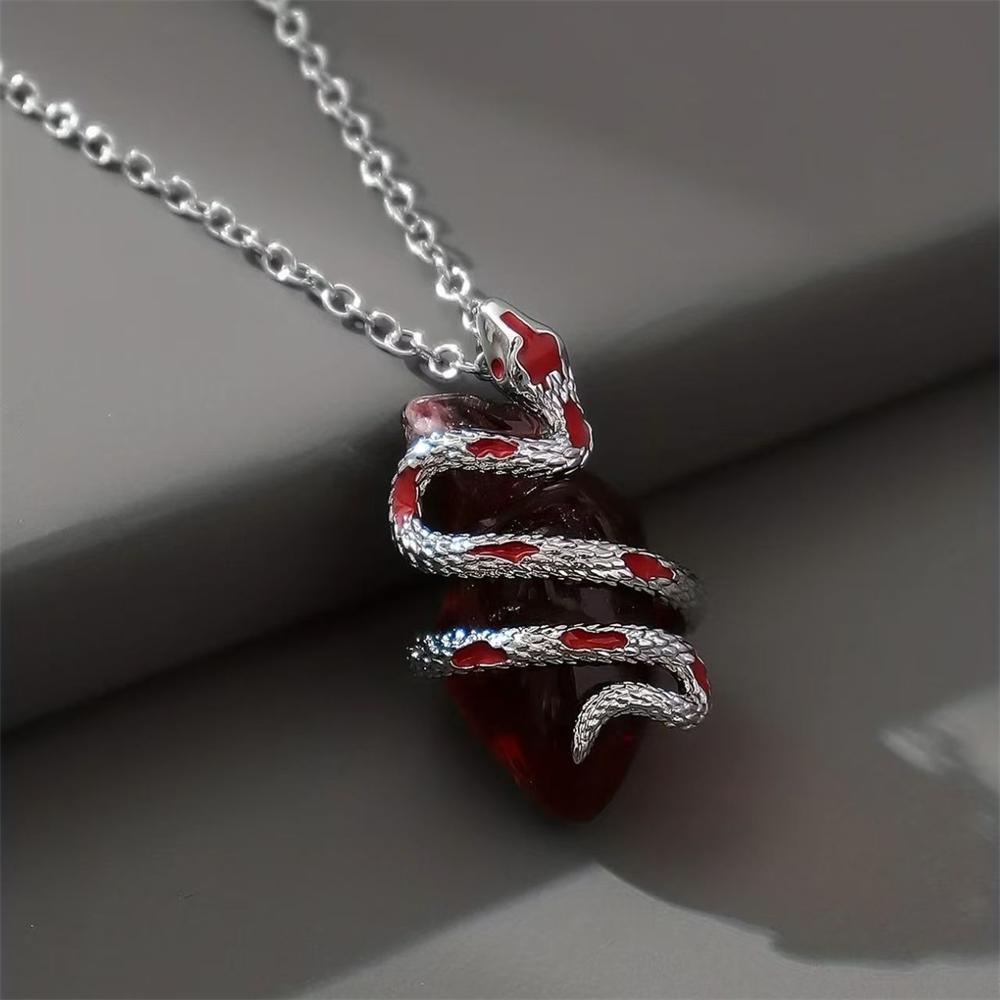 Gothic Snake Wrapped Heart Necklace for Women Dark Halloween Statement Pendant Necklace Romance Jewelry Gifts