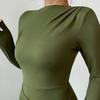 Women Solid Color Knitted Stretch Long Sleeve Bodycon Long Dress