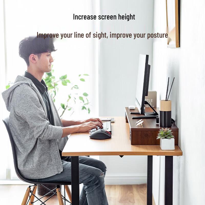 SANWA SUPPLY Monitor Riser with Storage Drawer