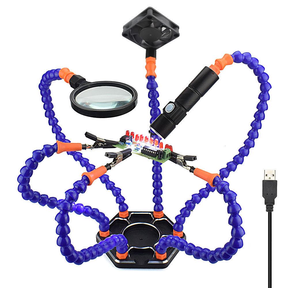 Six-Claw Multi-Functional Aluminum RC Model FPV Soldering Iron Stand Clip Tool