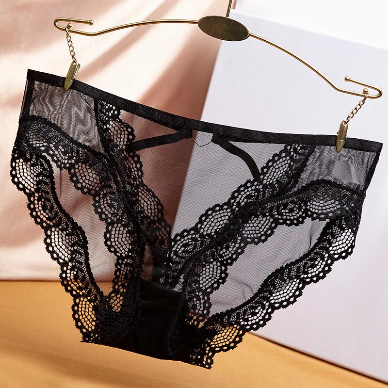 

Летние женские трусики с полым кружевом, треугольные, с принтом, из ледяного шелка, с низкой посадкой, с бантиком One size чёрный