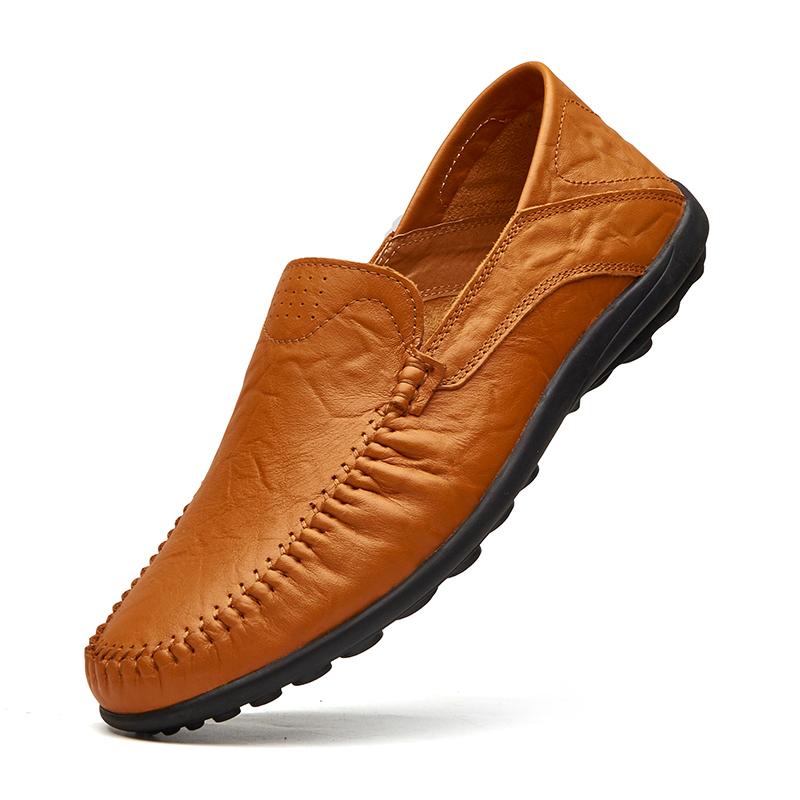 Spring Autumn Fashion Mens Loafer All-Match Shoes Genuine Leather Shoes Natural Breathable Comfortable Flats Comfy Moccasins