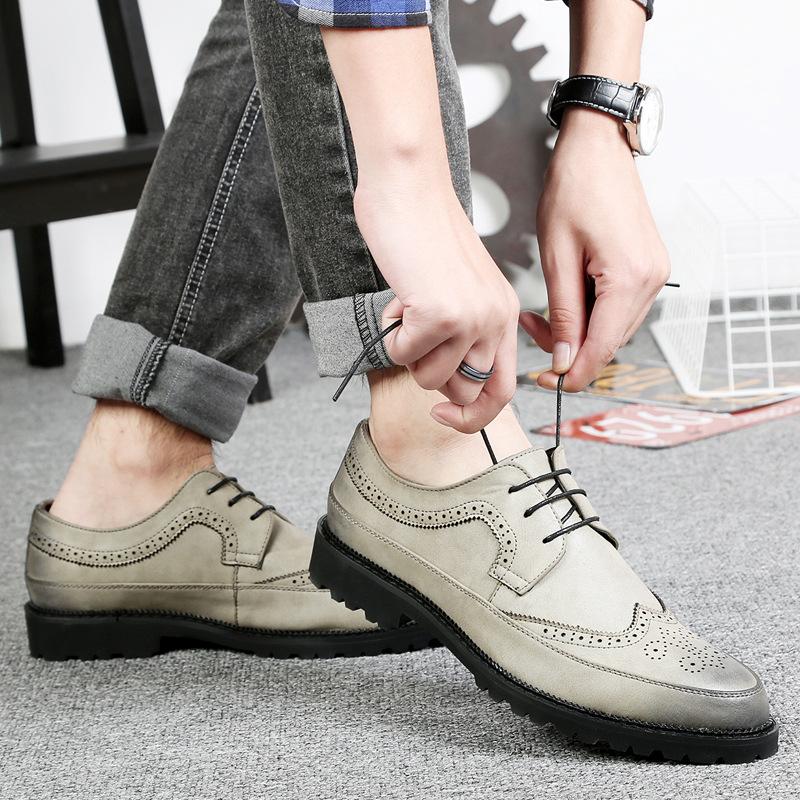 New Genuine Leather Brogue  Men Pointed Toe Dress  Bridegroom Wedding Shoes Formal Men's  Mens Brand Shoes