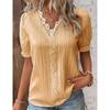 Fashion Women Summer European American Style Holiday New Hollow Short Sleeved Shirt