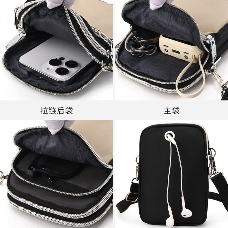 Double Zipper Women Small Crossbody Phone Bag Waterproof Multi Pocket Female Mini Shoulder Bag FLAP with Double Zipper for Daily Travel