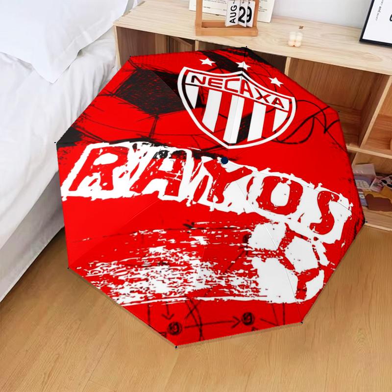 1PC Football Crest Heartbeat Printed Umbrella Folding umbrella, automatic umbrella 8-Frame for Travel, camping Fan gifts Christmas Gifts
