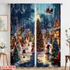 2pcs  2D plane printing Curtains&Window Treatment Christmas trees and snowmen (3) Versatile Polyester (without rod) Home Decor