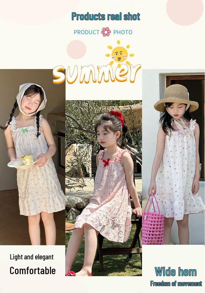 Girls' Stylish Summer Strappy Beach Dress: Casual Holiday Skirt