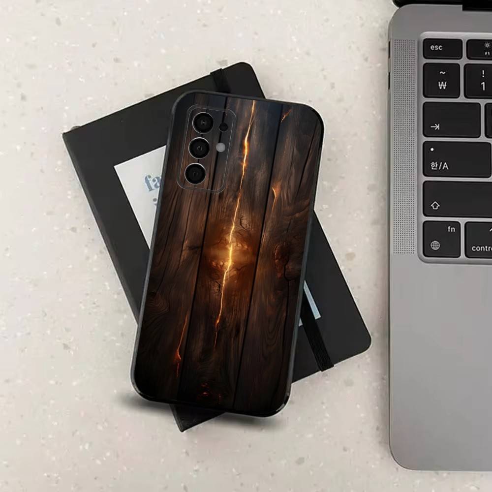 Wood Texture Natural Case For Samsung Galaxy A73,52,71,53,32,72,41,J7,22,Note,31,8,9,Soft Black Silicone Cover