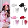 Blingbling Cowgirl Hat and Scarf Sequined Brim Hat and Tasseled Scarf