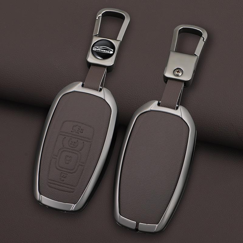 Zinc Alloy Genuine Leather Auto Key Fob Cover Case Fit For Lincoln Continental Navigator Z Mkz Mkc Mkx Nautilus Aviator Corsair