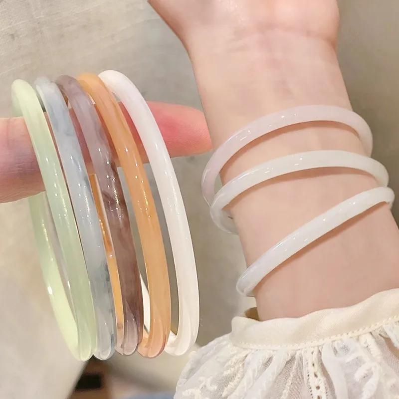 Trendy Glass Imitation Jade Bracelet Women Elegant Jingle Bangle Girl No Fading No Pungent Smell Fashion Bracelets Charm Jewelry