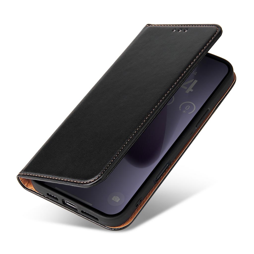 FIERRE SHANN For iPhone 17 Pro Case PU Leather Flip Stand Wallet Phone Cover