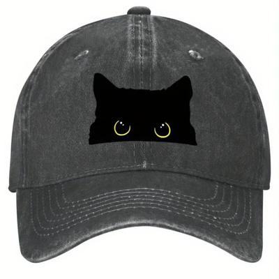 Hinter den Ohren hervorlugende schwarze Katzen-Silhouette Baseballkappe Verstellbar Sommer Outdoor Lässig Unisex Hut