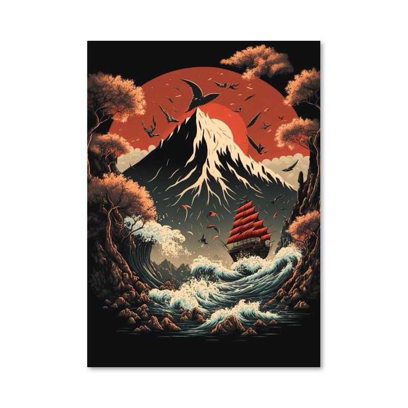 Japan Wave Mountain Landscapes Canvas Paintings Posters and Prints Wall Art Pictures for Living Room Home Decoration