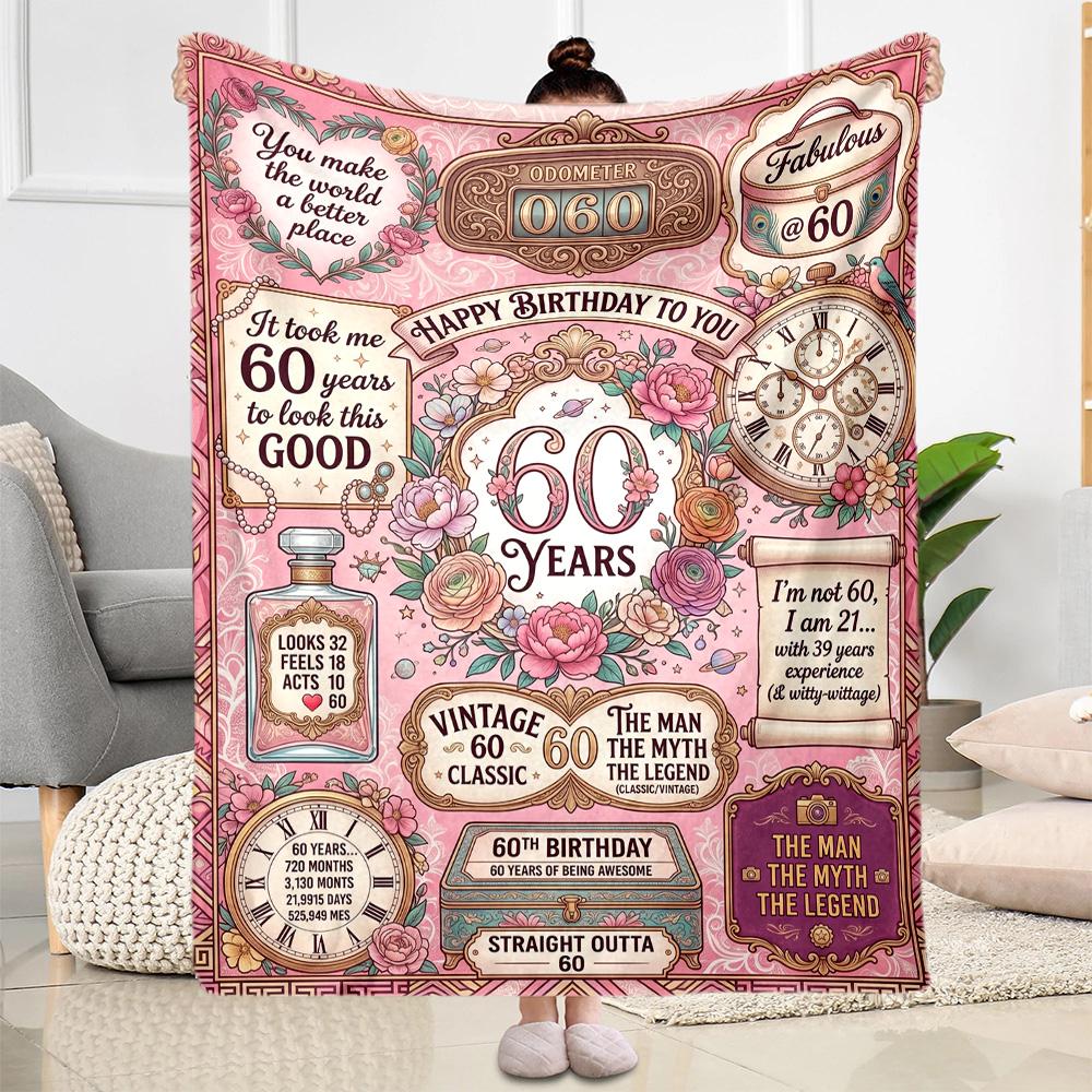 Happy 60th Birthday Celebration Blanket Ultra-Soft Great for Seaside Office Bed All-Season Use Warmthful Decor