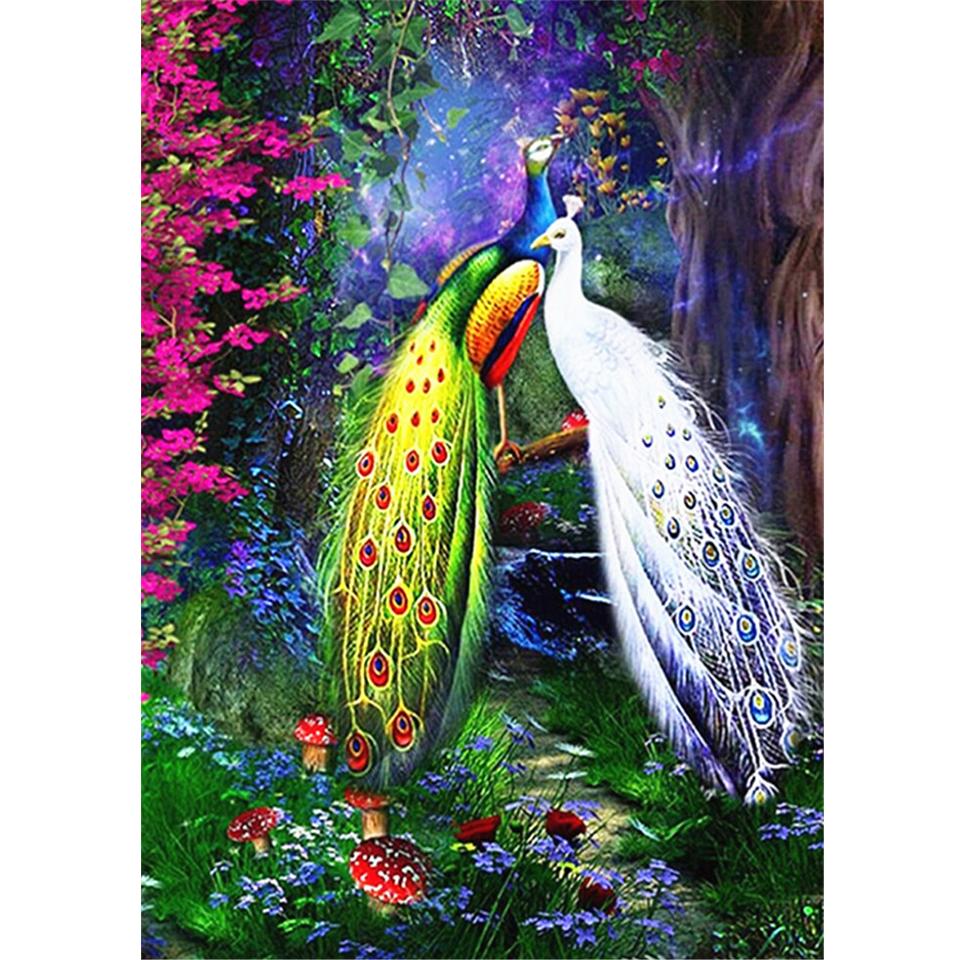5D DIY Round Diamond Painting Animal Diamond Embroidery Peacock Cross Stitch Kit Rhinestone Mosaic Picture Home Decoration Gift
