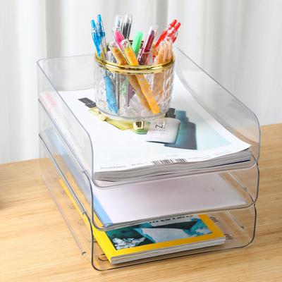 A4 Vertical Document Letter Letter Book Storage 3-tier Tray, Case, Tray, (3pcs/set, Clear)