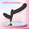 Women's Rechargeable 10-Mode Remote Control Leather Strap-On Silicone Dildo