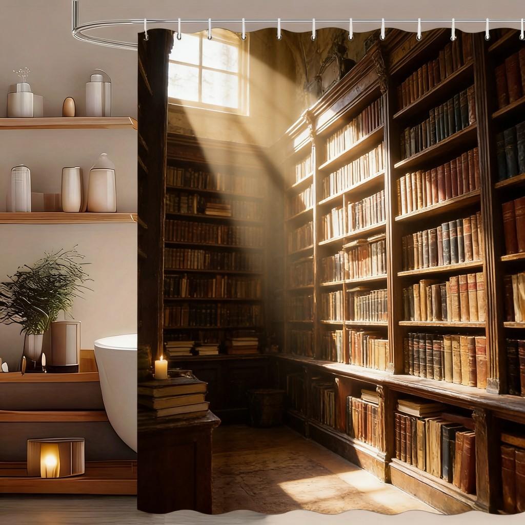 Lush Tropical Rainforest Stream with Giant Monstera Leaves Waterproof Shower Curtain for Bathroom Decor