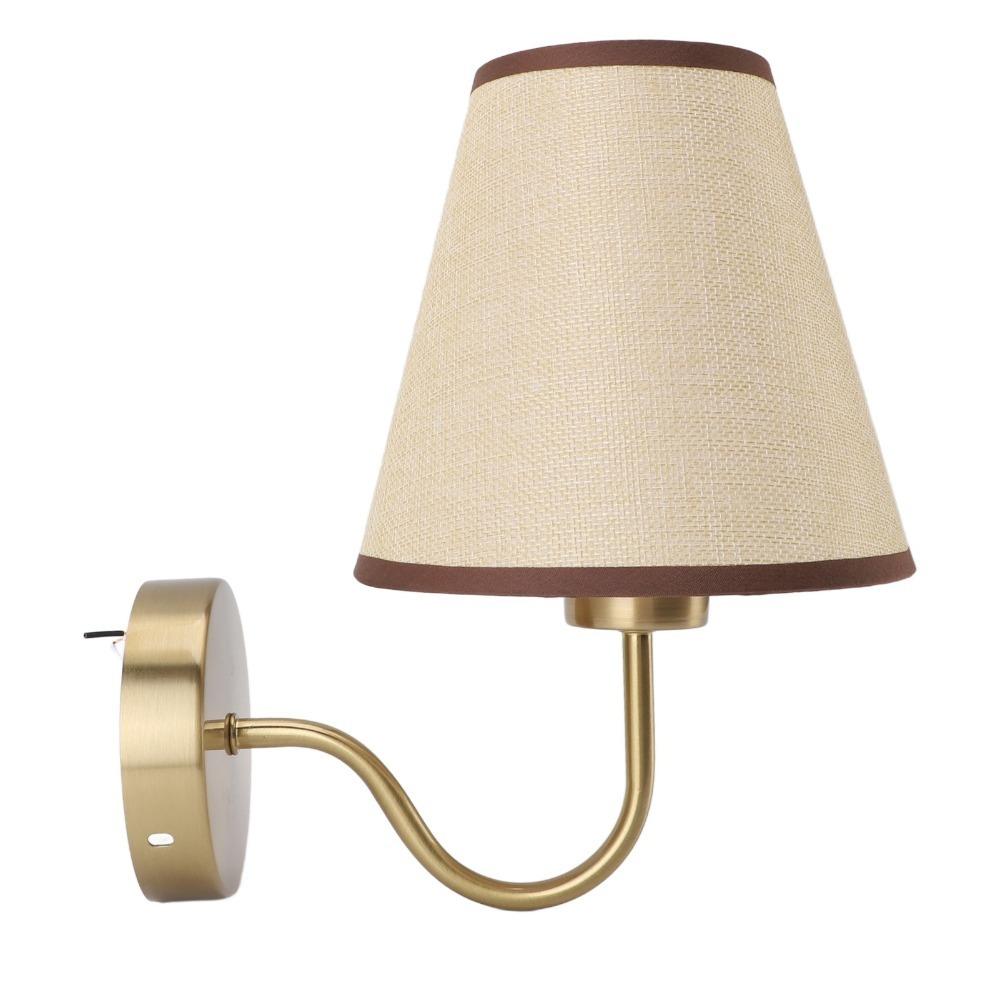 Modern Linen Wall Lamp Iron Base Soft Fabric Shade Wall Sconce Lamp Brass Gold Hardwired Wall Light Living Room