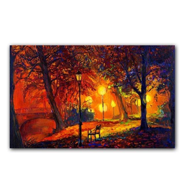 Nordic Watercolor Art Landscape Oil Painting Golden Autumn Canvas Painting for Living Room Corridor Office Home Decoration Mural No Frame
