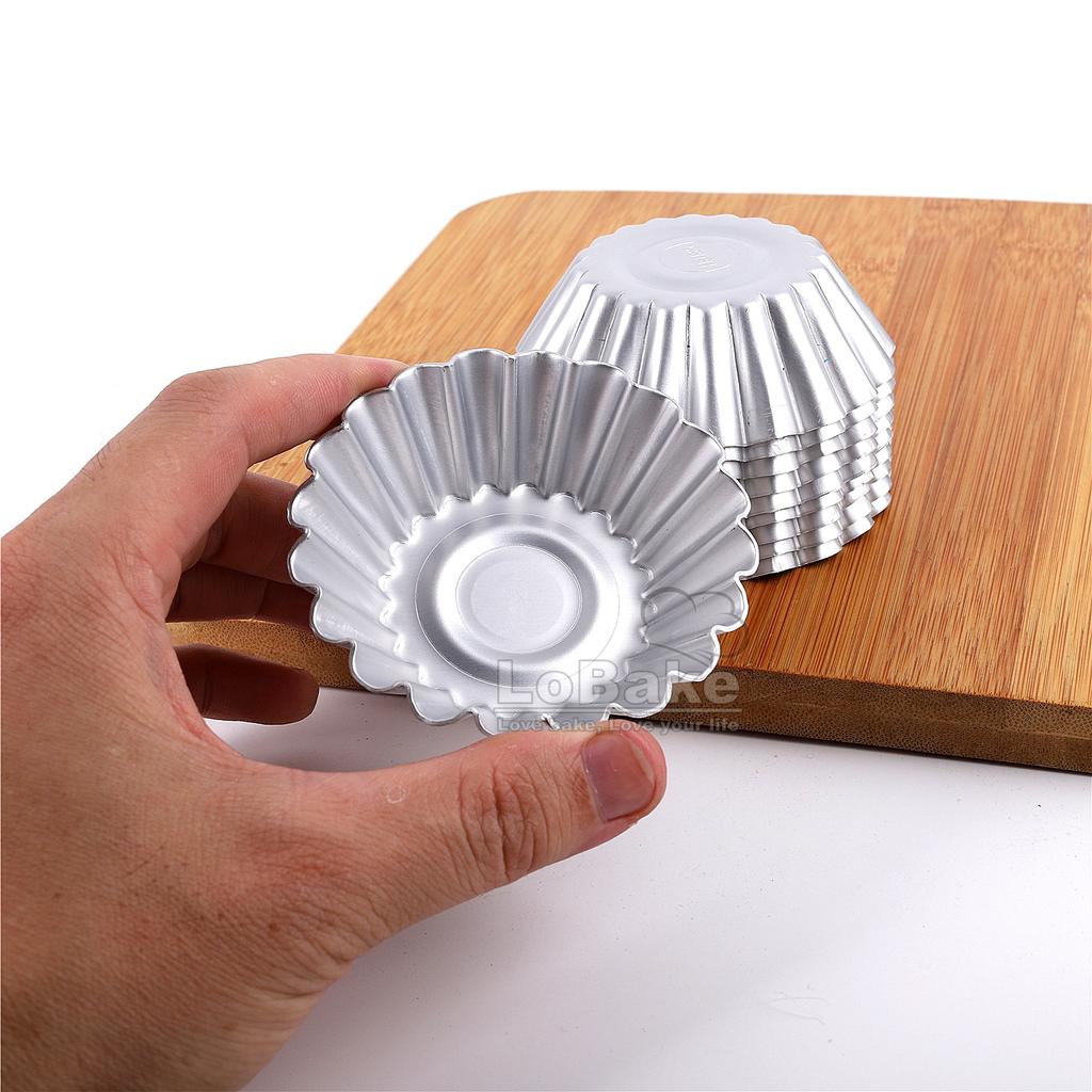 10pcs/lot 1mm Thickened Wall Fluted Round Shape Aluminum Egg Tart Mold Pudding Molds Dessert Holder for DIY Baking Gadgets