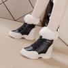 Fashion 7cm Animal Fur Genuine Leather Cushioned Platform Wedge Winter Plush Fur Spring Women Warm Durable Ankle Boots Autumn Hook Shoes