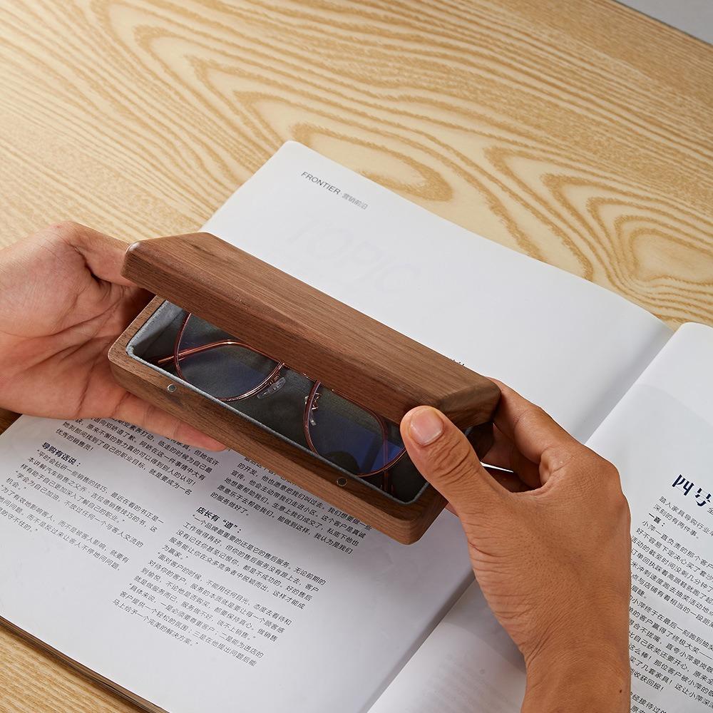 Outdoor Solid Wood Myopia Storage Box Glasses Case Wooden Case Black Walnut