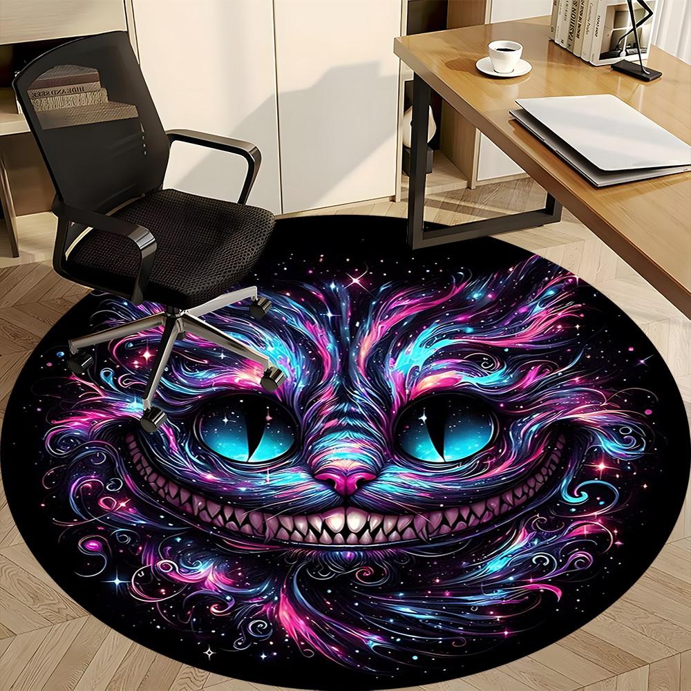 1pc Galaxy Cat Office Round Area Rug, Under Office Chairs Bedroom Living Room Home Decor, Room Deco, Available in Various Sizes