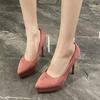 Stunning bean paste red high heels women's shoes spring new large size European and American solid color waterproof table stiletto shoes