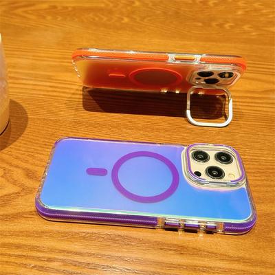 Color Changing Acrylic Magnetic Attraction Tpu Anti-fall Bumper Case for Iphone 15 14 13pro 11 12 14pro 15pro Max Clear Lens Holder Cover