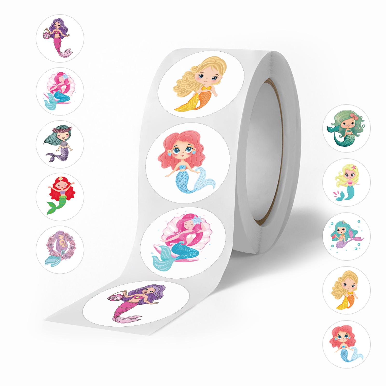 

Cartoon Mermaid Stickers: 500/Roll, Colorful Rewards for Kindergarten & Creative Diary Use