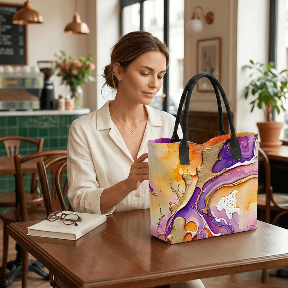 Abstract Print Tote Bag Fashion Large Capacity Daily Shoulder Handbag for Women