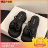 Gentle fairy wind bow thick bottom heightening women's outer wear 2025 summer new fashionable versatile one-word cool slippers