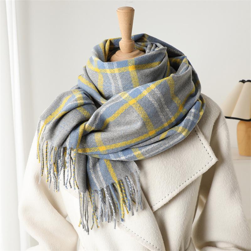 Designer Brand Plaid Cashmere Scarf for Winter Warm Pashmina Blanket Scarves Tassel Casual Bufanda Poncho Lady Wraps Shawls