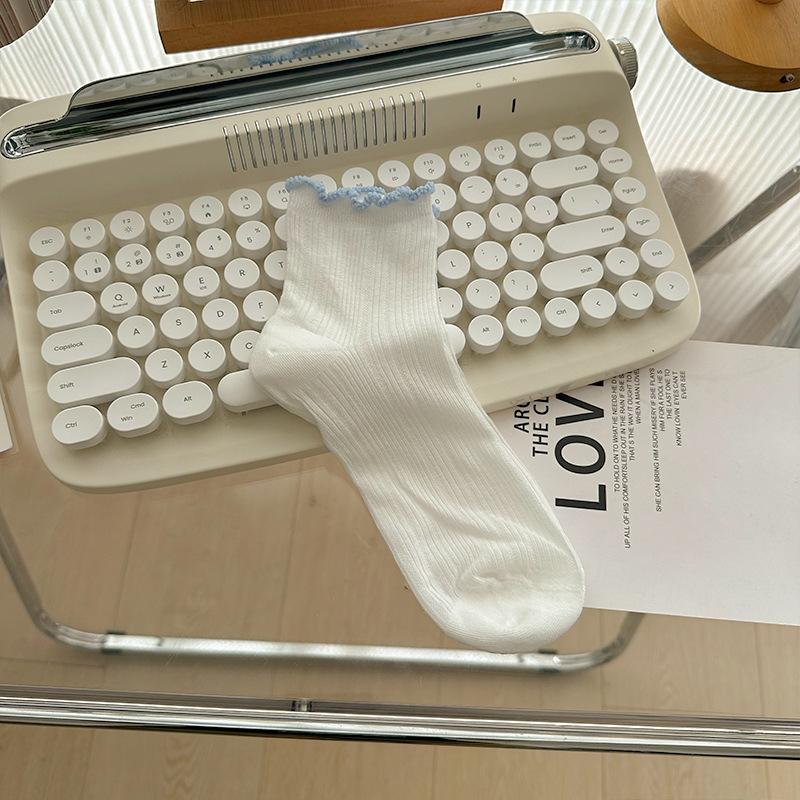 

Кремовые короткие носки-феи, однотонные черные носки с отделкой ушками в вертикальную полоску, универсальные, летние тонкие сетчатые дышащие для девочек 1 pair синий/белый