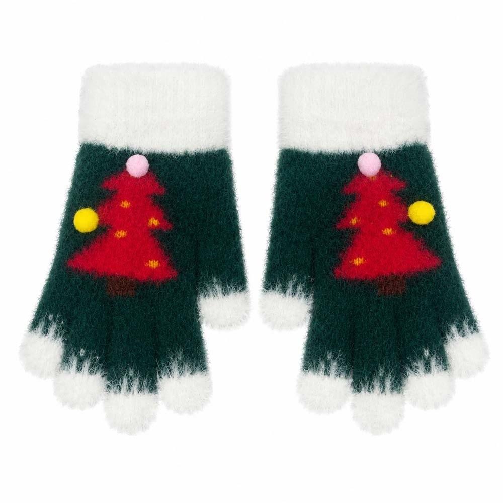 Red Green Winter Knit Mittens Knitted Woolen Touchscreen Full Finger Christmas Gloves Party Wear