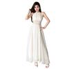 2026 European and American summer new elegant temperament splicing lace neck backless gauze slim dress women
