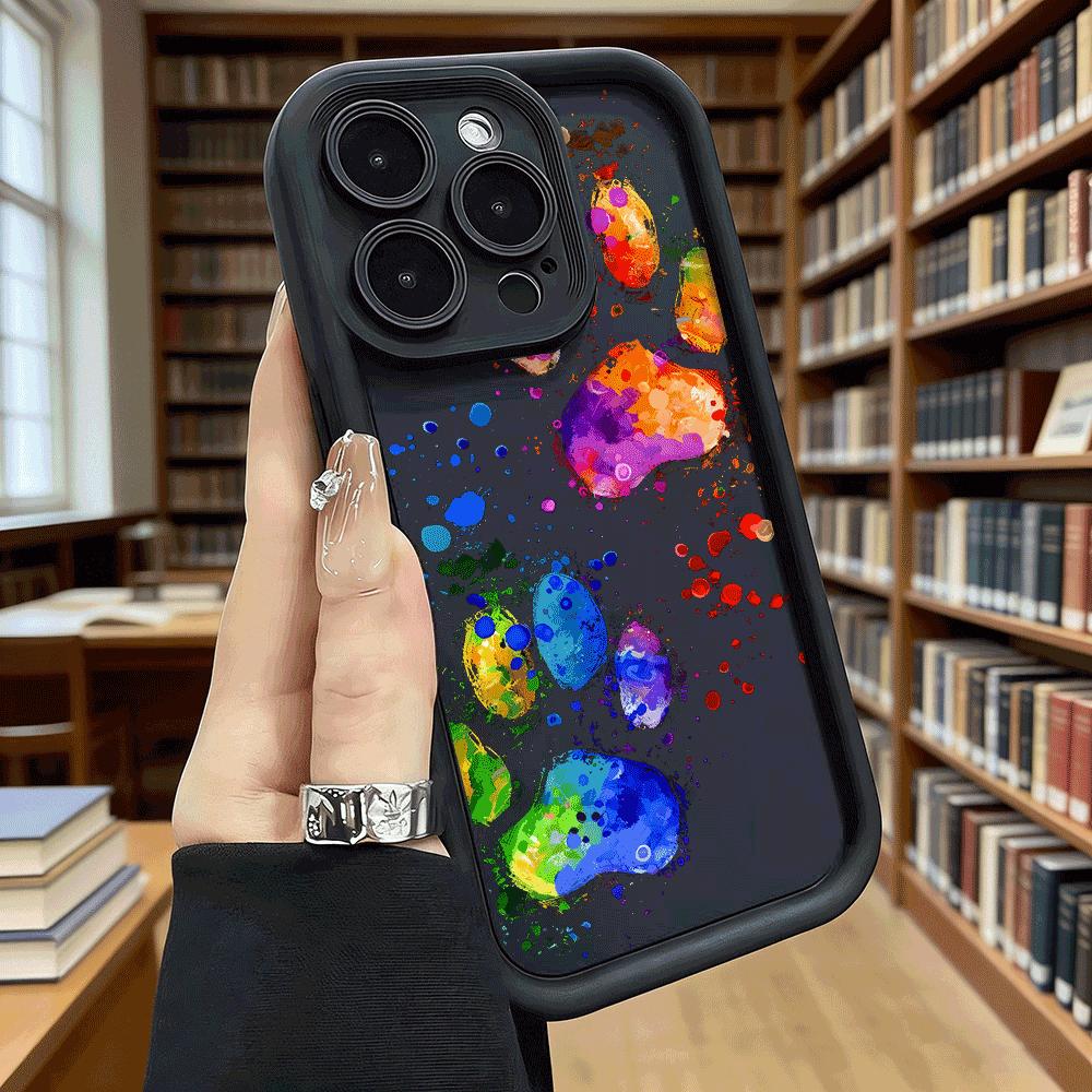 Vibrant Colorful Paint Splashes Soft TPU Phone Case for iPhone 17 16 15 14 13 12 11 Pro Max Plus Shockproof Anti-Slip Cover
